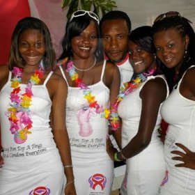 Colin Hamilton/freelance photographer
 The Ministry of Health's HIV Prevention Team displayed more than their lovely smiles, from left Karena Carby; Dondoria Douglas; Norsley Miller; Trishauna Barclay; and Akilah Shelley at Absinthe - Sunset Vista at the Morgans Harbour Hotel on Sunday July 12, 2009.