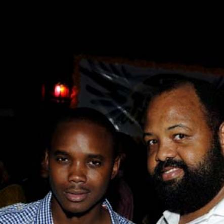 Winston Sill / Freelance Photographer
Absinthe, Sunset Vista Party, held at Morgan's Harbour Hotel, Port Royal on Sunday night July 8, 2012. Here are  Kamal Powell (left), of Red Stripe; and Solomon Sharpe (right), of Main Event.