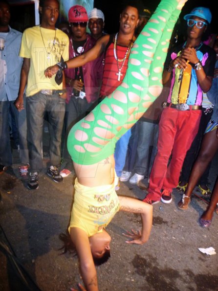 Roxroy McLean Photo

This Italian female displayed neat acrobatics as she danced to the beats of several dancehall hit songs, during the weekly Alliance Happy Thursday, at Kno Limits Sports Bar, in St Andrew.