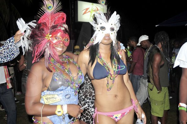 Sheena Gayle                                                                 It was all about ATI Stages New Orleans and these two beauties represented the Mardi Gras flavour well in Negril