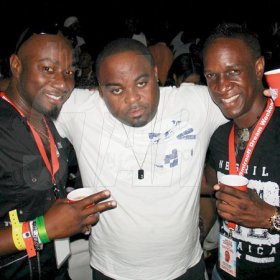 Contributed
Twisted - Dream promoters Garth Walker (left) and Philip 'PP' Palmer (right) welcome Gregory Christian to the mix during Smirnoff Twisted Spirits at Amazon Beach, Negril, part of the Smirnoff Dream weekend on Friday.

********************************************************************** July 29th.