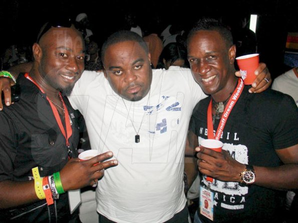 Contributed
Twisted - Dream promoters Garth Walker (left) and Philip 'PP' Palmer (right) welcome Gregory Christian to the mix during Smirnoff Twisted Spirits at Amazon Beach, Negril, part of the Smirnoff Dream weekend on Friday.

********************************************************************** July 29th.