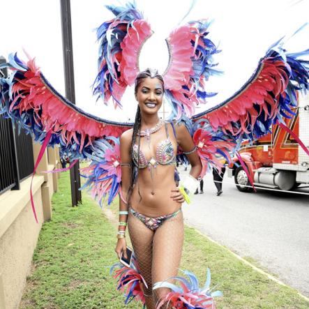 Patrick Planter/ Photographer<\n>Miss Universe Jamaica 2017 Isabelle Dalley pauses the 'wuk up' festivities for a photo-op<\n>Bacchanal Jamaica Road March on Sunday April 23, 2017 at 9:00am