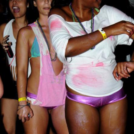 Winston Sill / Freelance Photographer
Bacchanal Jamaica and Appleton Jamaica Rum J'ouvert  and Road Parade under the theme "Alien Invasion", featuring Destra Garcia, held at The New Mas Camp, Stadium North on Friday night until daylight April 13, 2012..