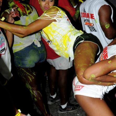 Winston Sill / Freelance Photographer
Bacchanal Jamaica and Appleton Jamaica Rum J'ouvert  and Road Parade under the theme "Alien Invasion", featuring Destra Garcia, held at The New Mas Camp, Stadium North on Friday night until daylight April 13, 2012..