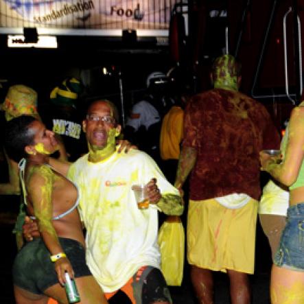 Winston Sill / Freelance Photographer
Bacchanal Jamaica and Appleton Jamaica Rum J'ouvert  and Road Parade under the theme "Alien Invasion", featuring Destra Garcia, held at The New Mas Camp, Stadium North on Friday night until daylight April 13, 2012..