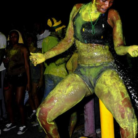 Winston Sill / Freelance Photographer
Bacchanal Jamaica and Appleton Jamaica Rum J'ouvert  and Road Parade under the theme "Alien Invasion", featuring Destra Garcia, held at The New Mas Camp, Stadium North on Friday night until daylight April 13, 2012..