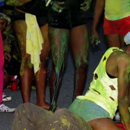 Winston Sill / Freelance Photographer
Bacchanal Jamaica and Appleton Jamaica Rum J'ouvert  and Road Parade under the theme "Alien Invasion", featuring Destra Garcia, held at The New Mas Camp, Stadium North on Friday night until daylight April 13, 2012..