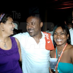 Winston Sill/Freelance Photographer
From left, Patricia Sutherland, Philip Paulwell, Michelle Watkis-Robinson and Donovan White inside the Digicel skybox.













The carnival build-up continues with another Bacchanal Jamaica Friday Fete, held at the Mas Camp, Oxford Road, New Kingston on Friday night February 19, 2010. Here are Patricia Sutherland (left); Philip Paulwell (second left); Michelle Watkis-Robinson (second right); and Donovan White (right) inside the Digicel Skybox.