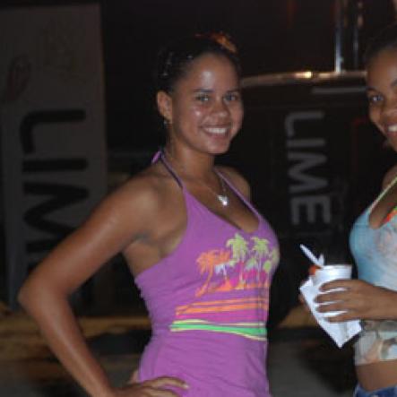 Janet Silvera Photo
 
Natalie Rowlands (left) and Tara Reid saying a full hundred at the Barefoot party at Tropical Beach in Montego Bay last Sunday night.