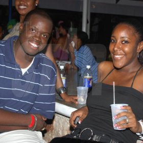 Janet Silvera Photo
 
A smiling Elvis Oliphant had a lot to be pleased about as he made his debut on the Montego Bay scene. Here he chats with Dayna Lee Haughton at the Barefoot party at Tropical Beach in Montego Bay last Sunday night.