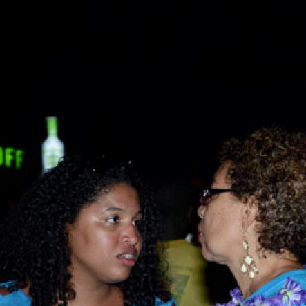 Winston Sill/Freelance Photographer
 Bacchanal Jamaica presents Beach J'ouvertFete, held at James Bond Beach, Oracabessa, St. Mary on Saturday April 19, 2014. Here are the mother duo of Charmaine (right) and Samantha Franklin.