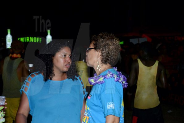 Winston Sill/Freelance Photographer
 Bacchanal Jamaica presents Beach J'ouvertFete, held at James Bond Beach, Oracabessa, St. Mary on Saturday April 19, 2014. Here are the mother duo of Charmaine (right) and Samantha Franklin.