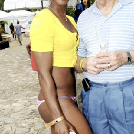 Winston Sill / Freelance Photographer
Bacchanal Jamaica Beach J'Ouvert Party, held at James Bond Beach, Oracabessa, St. Mary on  Saturday March 30, 2013. Here are Keisha Simms (left); and Michael Ammar Snr. (right).