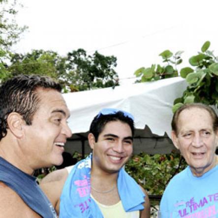 Winston Sill / Freelance Photographer
Bacchanal Jamaica Beach J'Ouvert Party, held at James Bond Beach, Oracabessa, St. Mary on  Saturday March 30, 2013. Here are Johnny Ammar (left); Mivhael Ammar 3rd;, (second left); Michael Ammar Snr.(second right); and Gassan Azan (right).