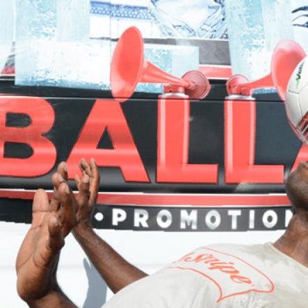 Ian Allen/Photographer
Cornel Thomas exhibiting his ball skills during the Beer Ballaz promotion on Tuesday at the Gleaner offices.