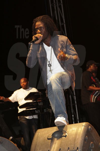 Anthony Minott/Freelance Photographer
Stephen 'di genius' McGregor in performance during Big Ship show dubbed: 'Tun up' St Catherine at Dinthill Technical High School, on Friday, March 11, 2011.