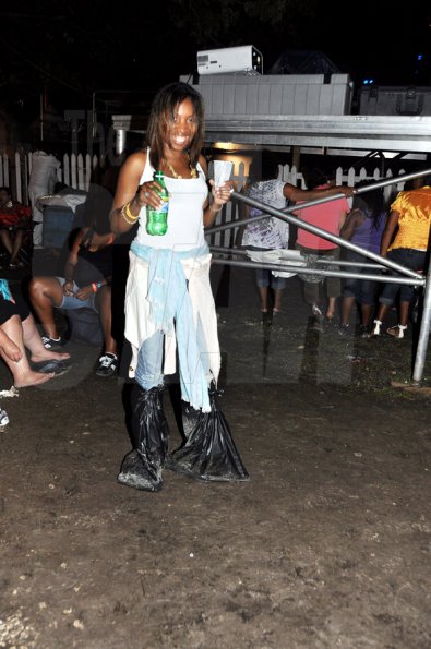Janet Silvera Photo
 
Carla Nicolson was very creative with her plastic bag boots at Reggae Sumfest 2010 last Saturday night.