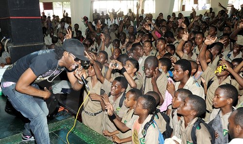 Ian Allen/Photographer
Popular entertainer Bugle gets into his element during his performace at the Gleaner Champs 100 High School Tour at Calabar yesterday. 


Champs 100 celebration at Calabar High School.