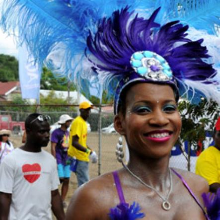 Winston Sill / Freelance Photographer
Bacchanal Jamaica Carnival Road Parade, on the streets of Kingston, held on Sunday April 7, 2013. Here is AnnMerita Golding.