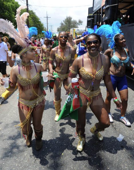 Norman Grindley /Chief Photographer
Revelers enjoying the soca madness as they march down Lady Musgrave Road in St. Andrew April 11, 2010..