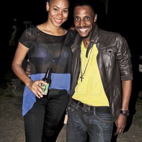 - Contributed

Red Stripe's Toni Ann Reid hangs out with Gospel singer Omari during Talawah Caution held at the Wickie Wackie Beach, St Thomas on Saturday Sept 15th.