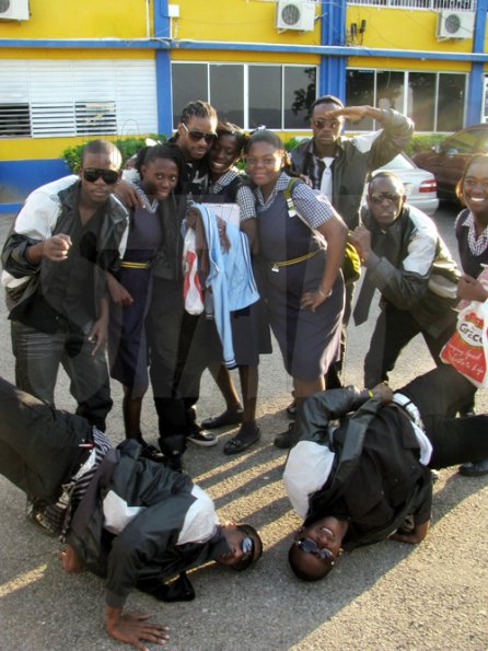 Dance group Shady Squad mixes and mingles with students.

Students lined the upper and lower corridors of buildings at St Elizabeth Technical High School (STETHS), buzzing with adrenaline and eager for The Gleaner Champs 100 Tour to begin.