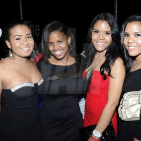 Rudolph Brown/Photographer
From left Gina Wilson, Robyn-Kay Campbell, Rebecca Spaulding and Rachel Spaulding at  Ciroc Xclusive at Caymanas Golf Club on New year Eve on Saturday, December 31-2011