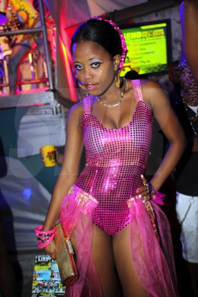 Anthony Minott/Freelance Photographer
This cutie shows off her stylish outfit  during Magnum Container Satdazs Anniversary party held at Regent Street, Denham Town, West Kingston on Saturday, October 27, 2012.