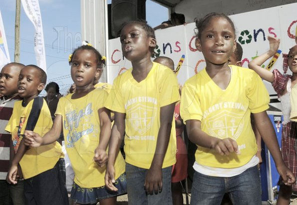 Gladstone Taylor / Photographer

Students from the Wilbert Stewart Basic School provided musical entertainment yesterday at an after school event for children from early childhood institutions in Downtown Kingston. The function was held at the Gleaner's car park along East Street in Central Kingston.