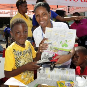 Gladstone Taylor / Photographer

after school event for children from basic schools chosen by the national child month committee from downtown kingston. held at the Gleaner's parking lot along east street.