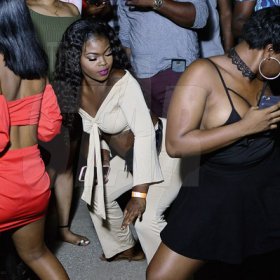 Anthony Minott photos

There ladies were feeling the vibes at Tuesday night's Cross Di Wataz held at the Portmore Mall in St. Catherine.
