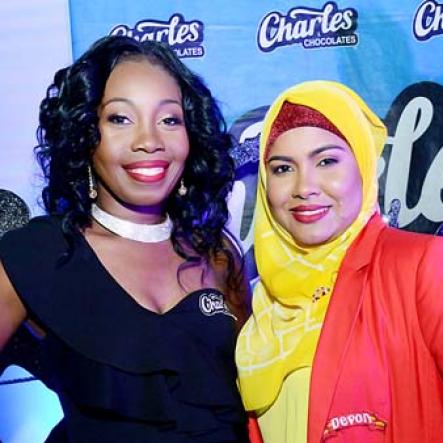 ContributedRoxanne Brown, (left) Brand Manager of Charles Chocolates pose with Zahrah Khan at Charles Chocolates Dancin' Dynamites 2018 Launch at Limelight Nightclub in Half Way Tree on January 6, 2018