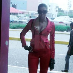 D'Angel in her sexy female spy outfit on location in New Kingston