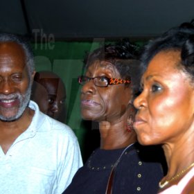 Winston Sill / Freelance Photographer
Dennis Brown Birthday Concert, held at "Big Yard", Orange Street, Kingston oin Sunday night January 31, 2010. Here are Herbie Miller (left), president, Jamaica Music Museum; Mary Brown (centre), Dennis sister; and Melody Royale (right), aunt.