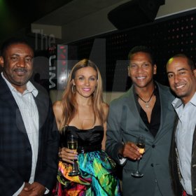 Winston Sill/Freelance Photographer
Kingston Live Entertainment (KLE) group presents the Opening of Famous Nightclub, held at Port Henderson Road, Naggo Head, Portmore on Friday night May 17, 2013. Here are Minister Philip Paulwell (left); Katia Almeida (second left); Chris Dehring (second right); and Kevin Bourke (right).