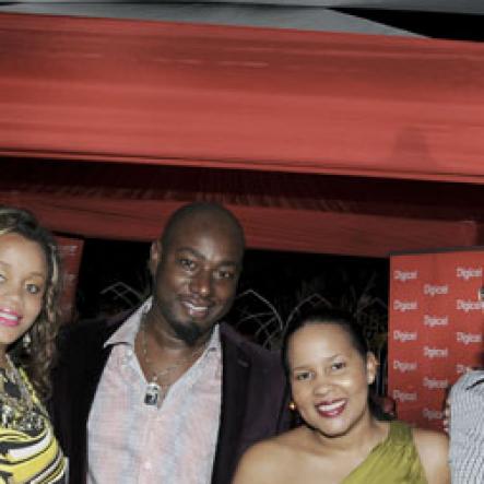 Winston Sill/Freelance Photographer
J Wray and Nephew's Andrew Price (right) hangs with fab couples Kimisha (left) and Garth Walker (second left) and Shelly-Ann and Stephen Curran.
*****************************************************************

Flairtatious party held at Guardsman Group on Saturday October 22, 2011.