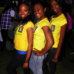 Contributed
Fun in the Son - The LIME girls struck a pose for the camera at the Best Dressed Fun in the Son concert on Saturday, March 19 at the University of the West Indies, Mona Bowl.