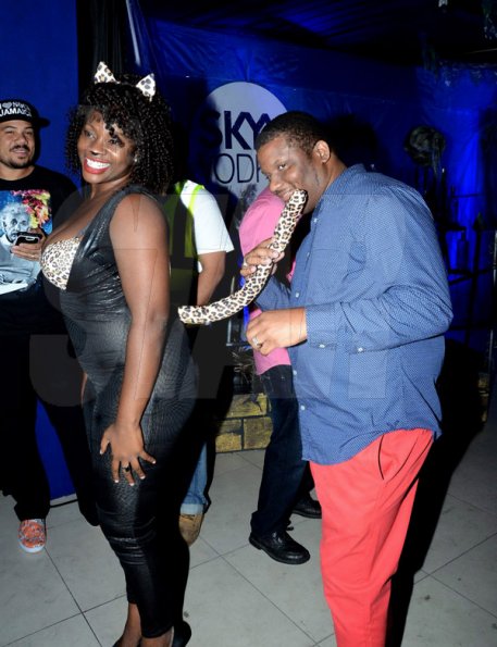 Winston Sill/Freelance Photographer
Cheating with a pussycat
Skyy Vodka's "Dark Skyy Halloween Party", held at J.. Wray and Nephew Corporate Office, Dominica Drive, New Kingston on Friday night October 31, 2014.