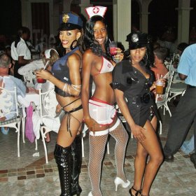 Carl Gilchrist/Freelance Photographer
Halloween at Hedonism III, Runaway Bay, St. Ann on Saturday October 31, 2009.
They call themselves (l-r) Killer, Candy and Sassy and they were hot!