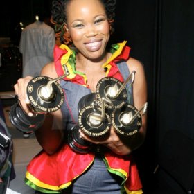 Contributed                                                                                                                                                                  The 'Fyah Muma' with her awards at the recently held IRAWMA awards in New York City.