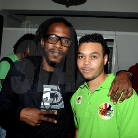 Winston Sill / Freelance Photographer
Jamaicans Music. Com presents the Official Launch of Irie Zine, held at Eden Gardens, Lady Musgrave Road on Wednesday night July 6, 2011. Here are Wayne Marshall (left); and Alex Mamby (right).