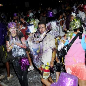 Winston Sill / Freelance Photographer
Paint never stopped these patrons from dancing at Bacchanal Jamaica J'ouvert and Road March at Mas Camp Village, Oxford Road on Friday night.





 April 29, 2011.