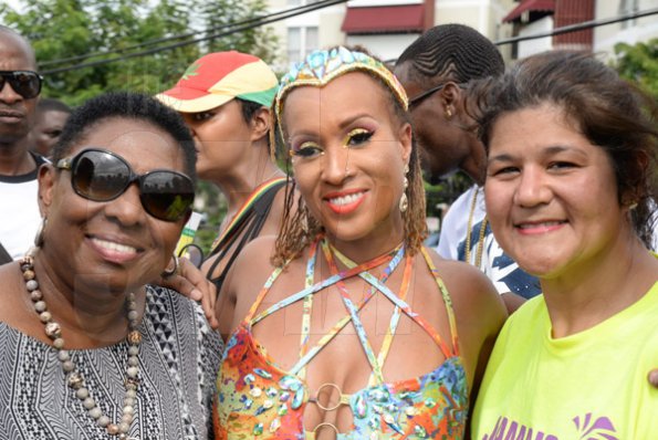 Jermaine Barnaby/Freelance Photographer
From left Olivia Grange, Allison Hinds and Julianne Lee at Jamaica carnival road march on Sunday April 23, 2017.