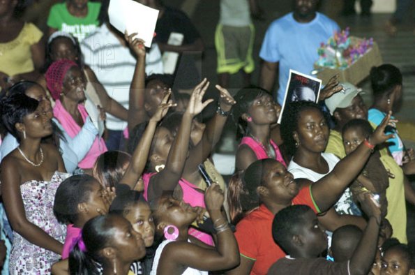 Gladstone Taylor / Photographer

Eager fans scream and cheer for their favourite 'stars' on stage.                                                                                                                                                                                                                                                                                                                                                                                                                                         Stars on the rise concert as seen at the Gleaner company on  september 4, 2010