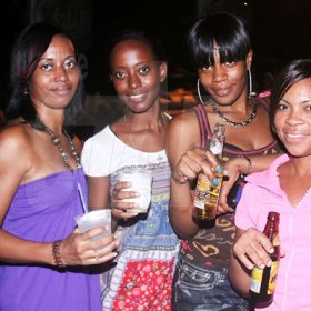 Anthony Minott/Freelance Photographer
HAPPY BIRTHDAY: Birthday girl, Kerry and friends during Karaoke night at Lip Stick Bar, Bayside, Portmore, St Catherine on Sunday, October 9, 2011. The girls came to promote their club's new location in Hellshire which will be opening soon.