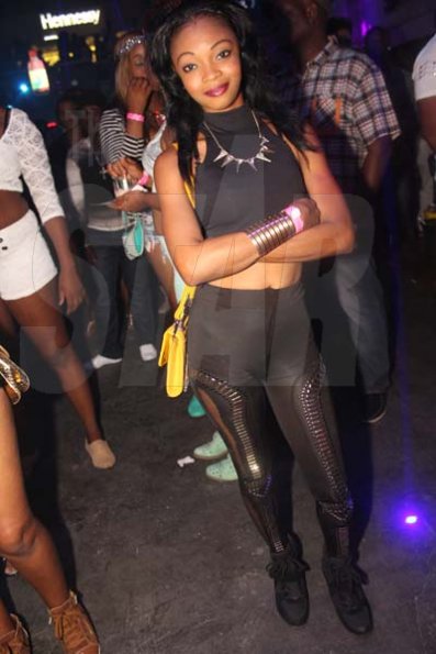 Anthony Minott/Freelance Photographer
Sexy in black she had her fair share of attention during a Magnum All Stars Million Dollar Face-off at Famous Night Club in Portmore last Thursday, December 5, 2013.