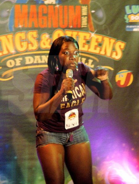 Winston Sill / Freelance Photographer
This female contestant impressed the judges with her provocative dance moves and lyrics.                                                                                                                                                                                                                                                                                                                                                                                                                                                                             Magnum Kings and Queens of the Dancehall Kingston Audition, held at Oakton Plaza, Half Way Tree on Saturday January 16, 2010.