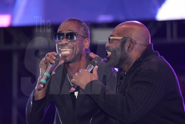 Jermaine Barnaby/Freelance Photographer
Bounty Killer performing with Richie Stephens at the Magnum live concert held at Sabina Park on Saturday January 7, 2017.