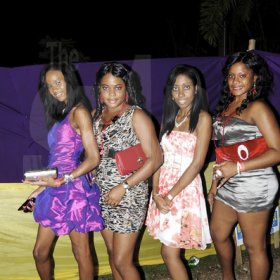 Photo by Sheena Gayle 

(From left) Sue-Ann Graham, Shanae Campbell, Ashalee Campbell and Tena Davis are all ready to be entertained at Meltdown in Montego Bay.